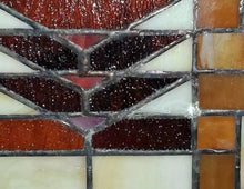 Load image into Gallery viewer, Vintage Prairie Style Stained Glass Window Panels Pair Frank Lloyd Wright Style