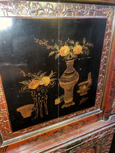 Load image into Gallery viewer, Antique 19th Century Chinese Wood Black Lacquer 3 Tiered Cabinet 87” X 40” !!