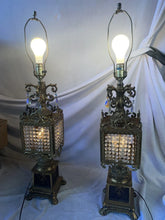 Load image into Gallery viewer, Vintage Pair Of Elegant Crystal And brass table lamps