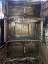 Load image into Gallery viewer, Antique 19th Century Chinese Wood Black Lacquer 3 Tiered Cabinet 87” X 40” !!