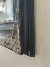 Load image into Gallery viewer, Extra Large Ornate Black & Gold Rectangular Beveled Mirror 65” X 45”
