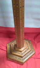 Load image into Gallery viewer, Beautiful and unique Vintage Hanging Wood Inlaid And Metal Birdcage W/ Stand 80”