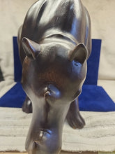 Load image into Gallery viewer, Vintage African Ebony Wooden Rhino Statue Rhinoceros Wooden -Carved Art Figure