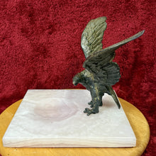 Load image into Gallery viewer, Vintage Metal Cast Eagle on Pink quartz Base Ashtray, 14lbs Rare