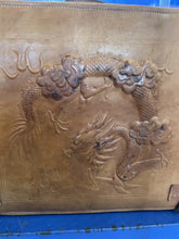 Load image into Gallery viewer, Vintage 1940’s Handmade Leather Trunk with High relief Embossed Dragon!