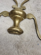 Load image into Gallery viewer, Pair of mid century brass wall appliques - double lights