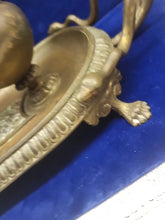 Load image into Gallery viewer, Vintage Solid Brass Double Lidded Ink Well Ink Holder with Snake Handle Accents