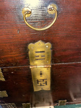 Load image into Gallery viewer, Antique Solid Wood Japanese Chest, Trunk With Really Unique Hardware And Lock