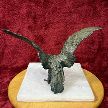 Load image into Gallery viewer, Vintage Metal Cast Eagle on Pink quartz Base Ashtray, 14lbs Rare