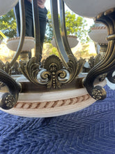 Load image into Gallery viewer, Vintage Large Bronze & Alabaster pendant Chandelier