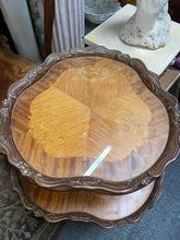 Load image into Gallery viewer, Antique venetian 19th century Carved Italian wood inlaid two-tier table!