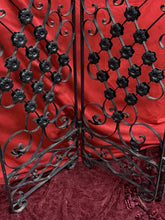 Load image into Gallery viewer, Vintage 74” High Wrought Iron Metal 3-Panel Folding Room Divider, 19”L per Panel