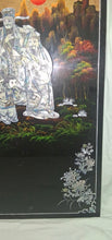 Load image into Gallery viewer, Vintage Chinese Fu Lu Shou Mother of Pearl Inlay Lacquer Wall Panel 31" x 19"
