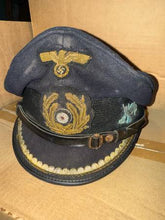 Load image into Gallery viewer, German WWII Kriegsmarine U-Boat Navy Officer Visor Cap with Badge - $4,200 (San Diego)
