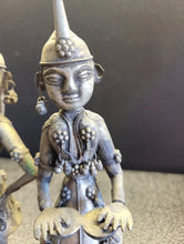 Load image into Gallery viewer, VTG Rajasthani Metal Musician Band Duo Figurines 7.5" Tin India Pakistan
