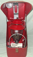 Load image into Gallery viewer, Vintage Coleman 200A Red Lantern w/ Red Metal Carrying Case &amp; Manual
