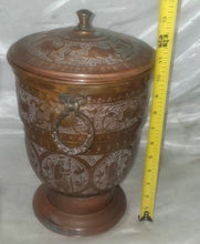 Load image into Gallery viewer, Vintage 1950’s NADER Tehran Iran Copper Ice Bucket Hand Hammered With Lid
