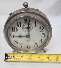 Load image into Gallery viewer, Vintage Westclox Big Ben Wind Up Alarm Clock Silver Metal Working Made in USA
