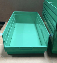 Load image into Gallery viewer, ULINE S-23086 Green Plastic Shelf Storage Bins Totes Stackable Lot of 6
