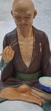 Load image into Gallery viewer, Vintage Hakata Urasaki Doll Japan Seated Man Eating Chopsticks Clay Figurine 9"
