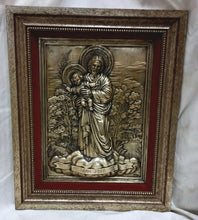 Load image into Gallery viewer, Italian MOD DEP San Jose St Joseph Child Raised Metal Relief Framed 15"
