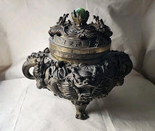 Load image into Gallery viewer, Vintage China bronze FengShui wealth Lucky dragon beast incense burner censer
