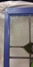 Load image into Gallery viewer, Vintage Stained Glass Cabinet Door Window Panel Floral Design Blue Wood Frame
