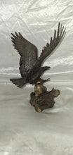 Load image into Gallery viewer, Wings of Glory Bald Eagle Figurine by Ronald Van Ruyckevelt 1990 Bronze Tone 12"
