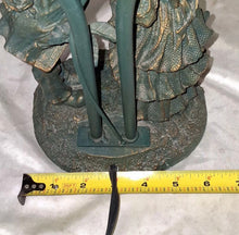 Load image into Gallery viewer, Vintage Art Nouveau Style Double Tulip Glass Table Lamp Romantic Kissing Couple
