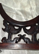 Load image into Gallery viewer, Vintage Faux Jade Green Stone Carved Bi Disc Dragon Phoenix w/ Wood Stand
