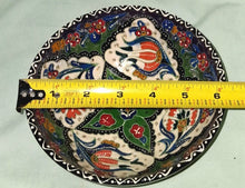 Load image into Gallery viewer, E24 Turkish Kutahya Style Hand Painted Floral Ceramic Bowl 7” Multicolor Pottery
