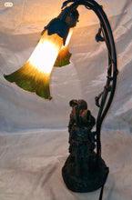 Load image into Gallery viewer, Vintage Art Nouveau Style Double Tulip Glass Table Lamp Romantic Kissing Couple
