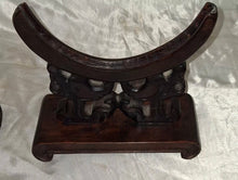 Load image into Gallery viewer, Vintage Faux Jade Green Stone Carved Bi Disc Dragon Phoenix w/ Wood Stand
