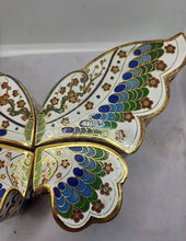Load image into Gallery viewer, Vintag Japanese/Chinese Cloisonne Enamel Butterfly Puzzle Trinket Box 4 Segments
