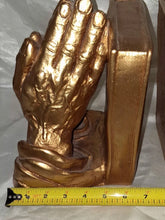 Load image into Gallery viewer, Vintage 1965 Progressive Art Products Praying Hands Holy Bible Bookends Pair
