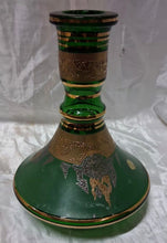 Load image into Gallery viewer, Bohemia Crystal Czech Emerald Green Gold Gilt Hookah Shisha Base 10.5" Handmade
