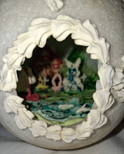 Load image into Gallery viewer, Vintage Sugar Egg Easter Diorama Panorama Egg Bunny Cottage Roses Handmade
