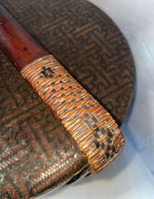 Load image into Gallery viewer, Antique Chinese Wedding Basket with Wood Carved Handles Woven Sides Top EFOC!
