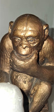 Load image into Gallery viewer, Vintage 1969 Austin Sculpture Darwin Thinking Ape Monkey Statue Holding Skull
