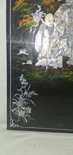 Load image into Gallery viewer, Vintage Chinese Fu Lu Shou Mother of Pearl Inlay Lacquer Wall Panel 31" x 19"
