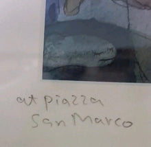 Load image into Gallery viewer, Michael Leu Signed Print “At Piazza San Marco” Framed Contemporary 8x11 Cat Art
