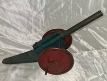 Load image into Gallery viewer, Vintage 1950’s WWII Toy Artillery Cannon Folding Pressed Steel Tin Howitzer
