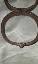 Load image into Gallery viewer, Antique Iron Leg Shackle Fetter w/ Original Key Double Ring Forged Iron Restrain
