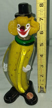 Load image into Gallery viewer, Vintage Murano Italy Art Glass Clown Figurine Yellow Top Hat 8” Label
