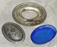 Load image into Gallery viewer, Victorian English Silver Plated Butter Dish Cobalt Blue Glass Liner EPBM
