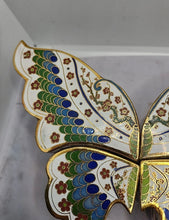Load image into Gallery viewer, Vintag Japanese/Chinese Cloisonne Enamel Butterfly Puzzle Trinket Box 4 Segments
