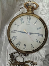 Load image into Gallery viewer, Vintage United Model 40 Pocket Watch Style Plug In Wall Clock Brass Tone USA
