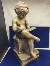 Load image into Gallery viewer, Vintage Nude Young Boy Reading Book  Statue Figurine Plaster Sculpture Artwork
