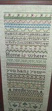 Load image into Gallery viewer, Vintage Framed Cross Stitch Sampler Home Is Where You Hang Your Needlework  1987
