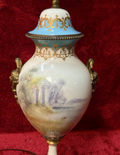 Load image into Gallery viewer, Signed F Peroche Hand Painted French Sevres Porcelain Urn Brass Lamp 28”
